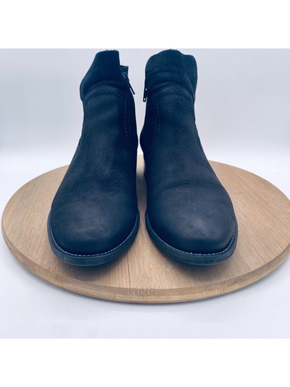 Paul Green Boots Womens 8.5 Black Leather Ankle Booties Zip Quiet Luxury - Picture 2 of 11